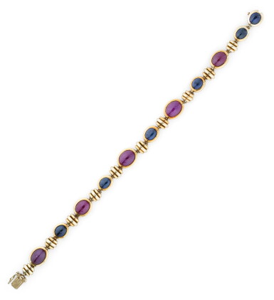 Voir en plein écran - Voir 1 du lot 98. BRACELET RUBIS ET SAPHIRS | RUBY AND SAPPHIRE BRACELET.