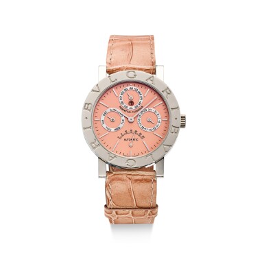 View full screen - View 1 of Lot 855. BULGARI | CALENDRIER PERPÉTUEL, REFERENCE BB 38 PL PC A LIMITED EDITION PLATINUM PERPETUAL CALENDAR WRISTWATCH WITH RETROGRADE SECONDS AND LEAP YEAR INDICATION, CIRCA 2000.