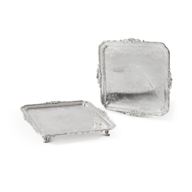 View full screen - View 1 of Lot 838. A pair of George II silver salvers, Paul de Lamerie, London, 1747.