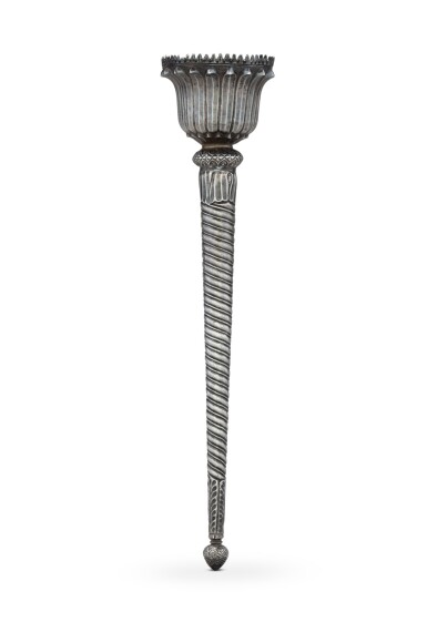View full screen - View 1 of Lot 84. A silver flame holder, maker's mark DS, probably Italy, circa 1780 | Porte-flamme en argent, poinçon d'orfèvre DS, probablement Italie, vers 1780.