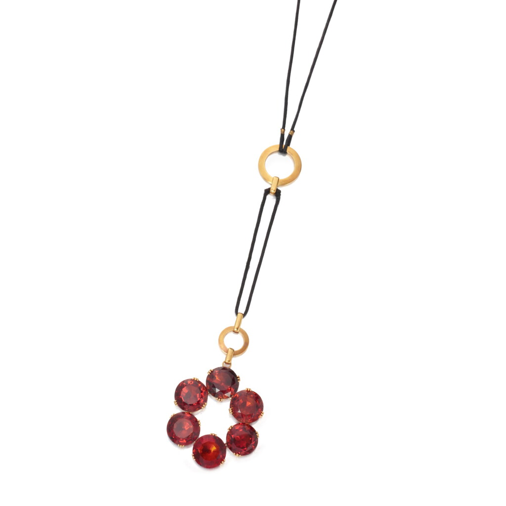 View full screen - View 1 of Lot 202. Georges Fouquet | Gold and Citrine Pendant-Necklace, France 黃金鑲黃水晶吊墜項鏈,法國.