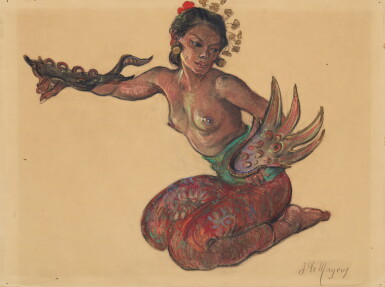 View full screen - View 1 of Lot 1017. Adrien-Jean Le Mayeur de Merprès 勒邁耶 | Balinese dancer, Ni Pollock 巴厘舞者妮·帕洛.