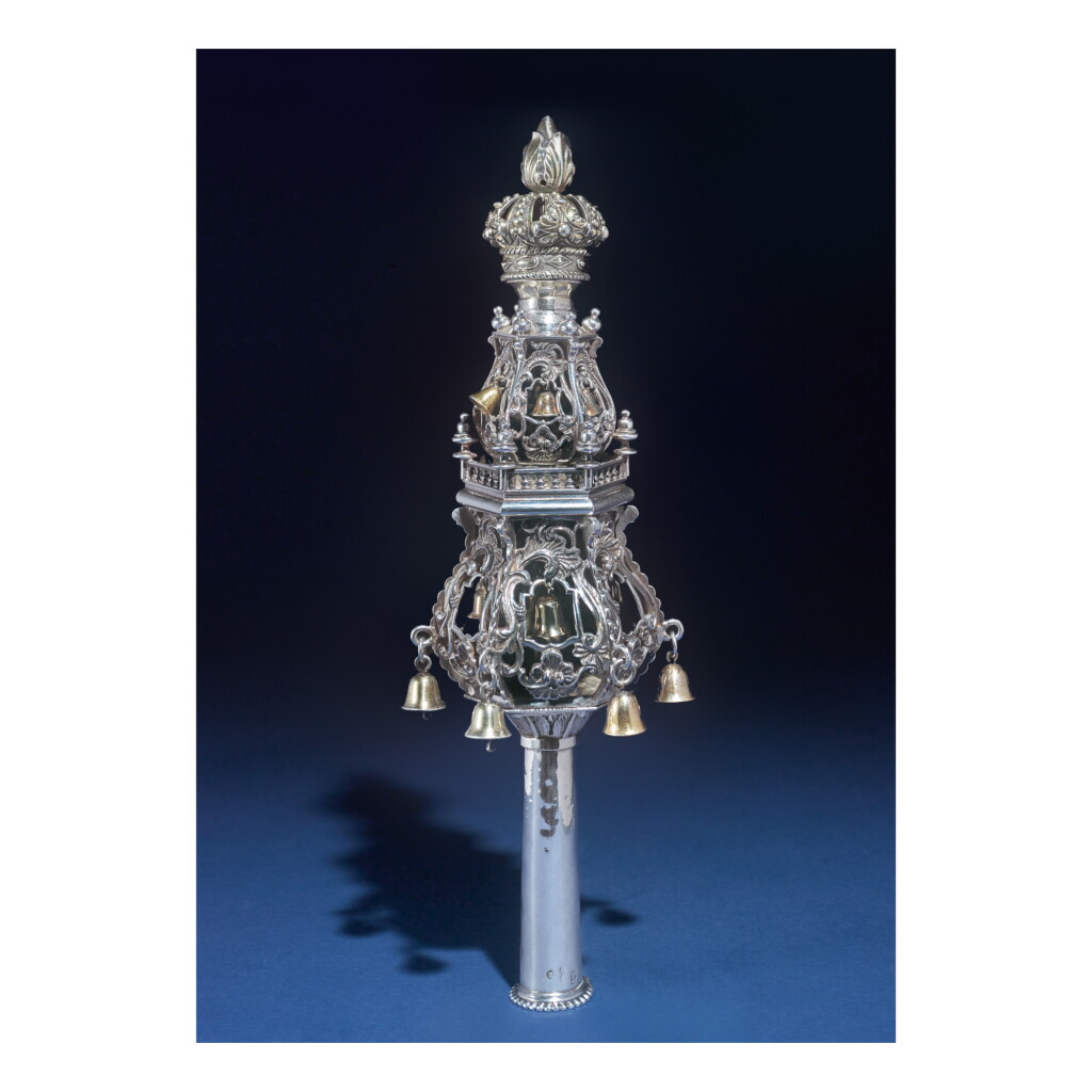 View full screen - View 1 of Lot 100. A DUTCH PARCEL-GILT SILVER TORAH FINIAL, PIETER ROBOL II, AMSTERDAM, 1757.