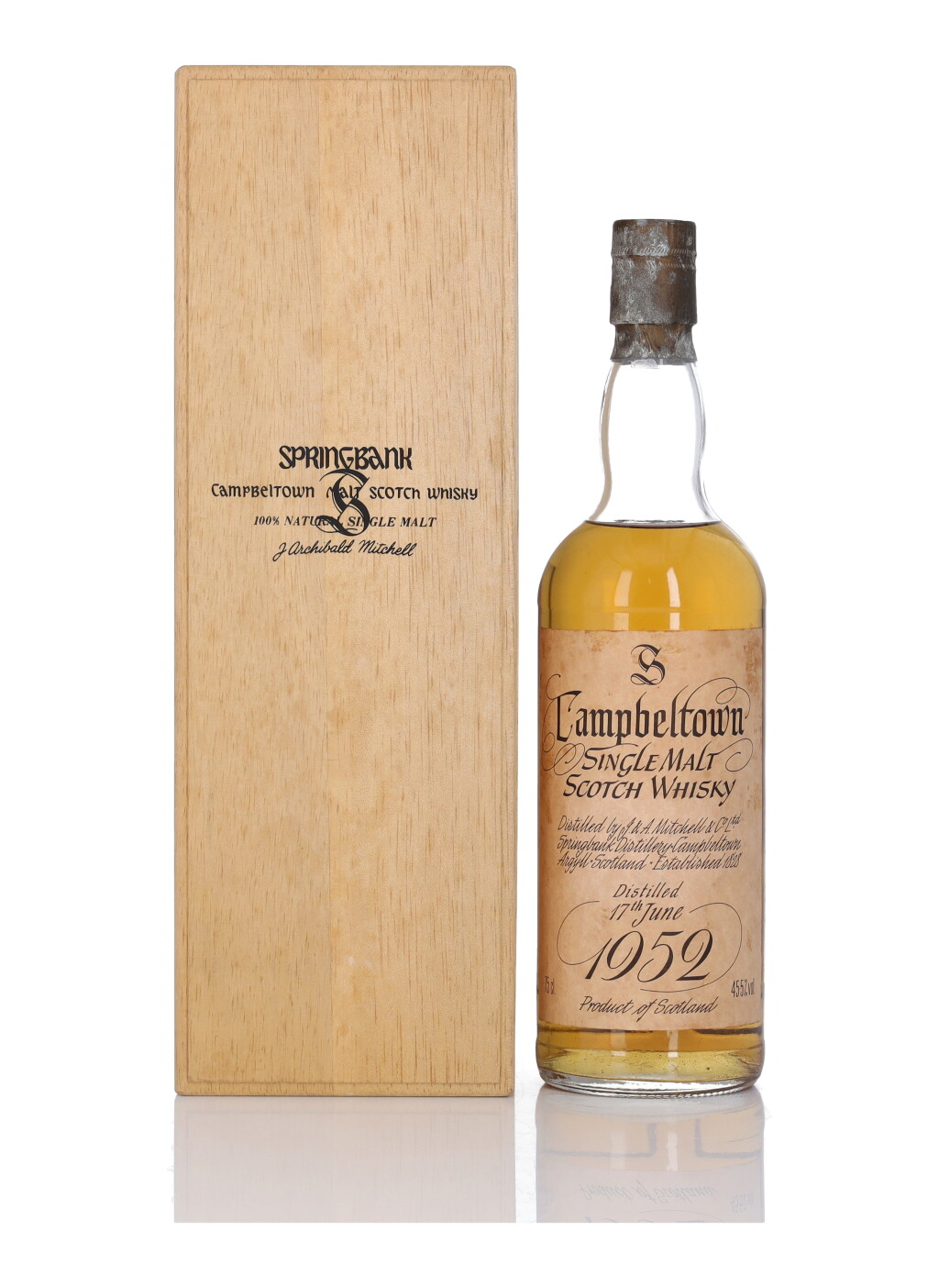 View full screen - View 1 of Lot 38. Springbank Vintage 45.5 abv 1952 (1 BT 75cl).