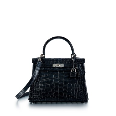 View full screen - View 1 of Lot 8345. Noir Matte Alligator Kelly 25 Retourne HSS Palladium Hardware, 2019 .