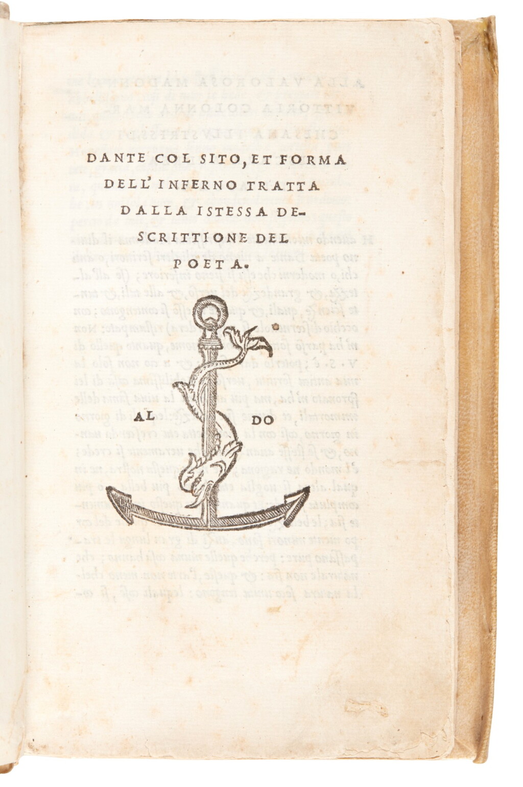 View full screen - View 1 of Lot 100. Dante, Dante col sito e forma dell'Inferno, Venice, Aldus, 1515, old vellum.