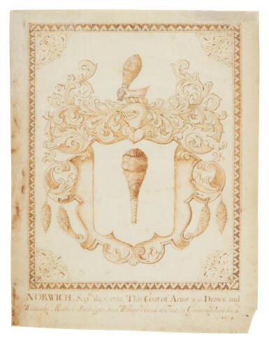 View full screen - View 1 of Lot 126. (Buchinger, Matthias) | A coat of arms not only drawn by Buchinger, but perhaps created by him.