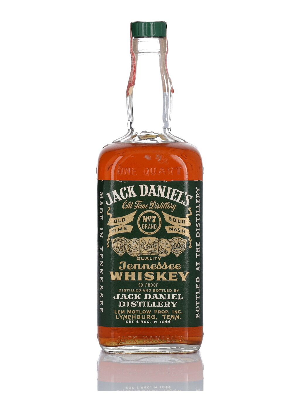 View full screen - View 1 of Lot 434. Jack Daniels Old No. 7 Green Label 90 Proof NV (1 QUART).