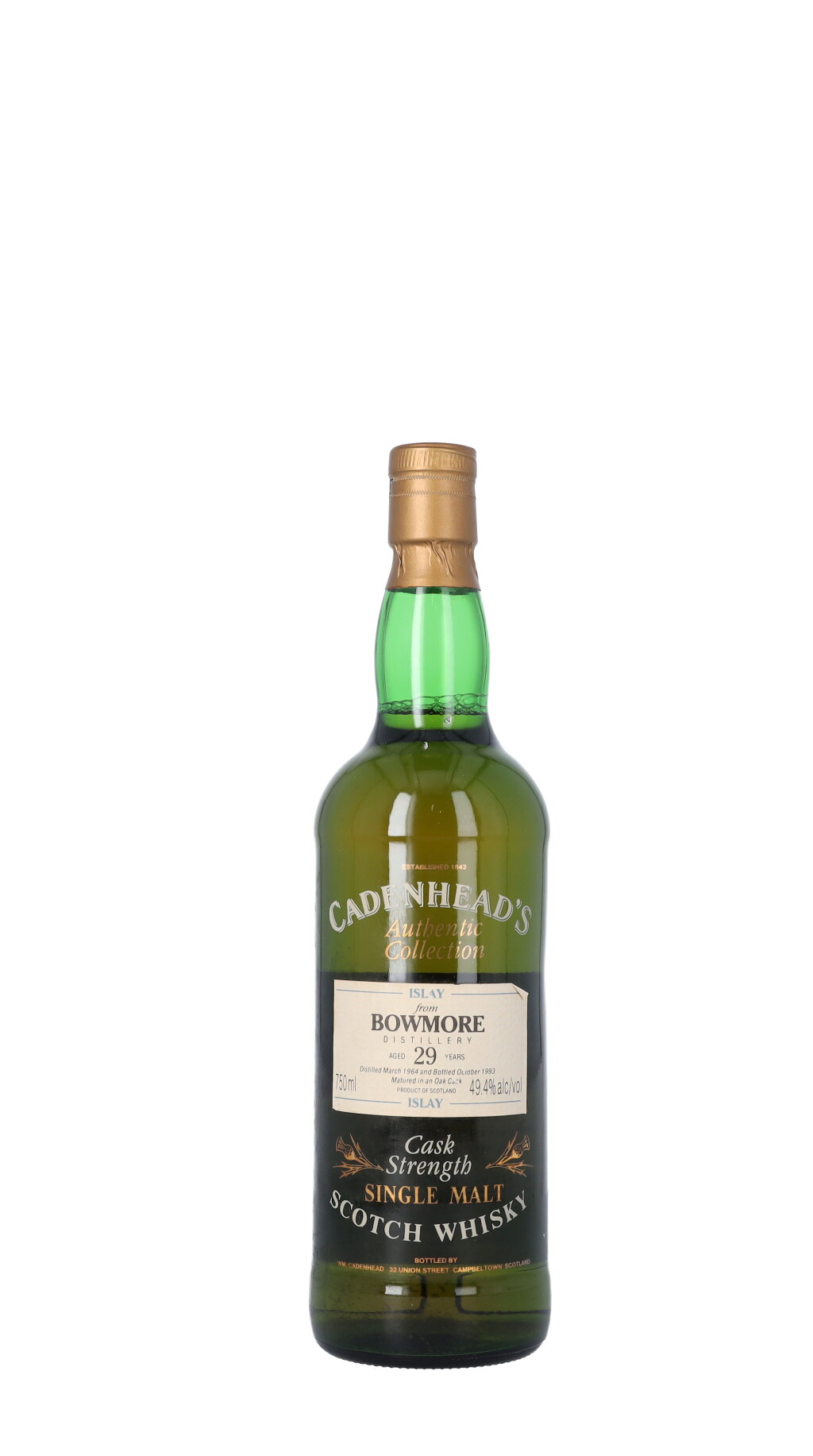 View full screen - View 1 of Lot 5363. Bowmore Cadenhead's Authentic Collection 29 Year Old 49.4 abv 1964 (1 BT75).