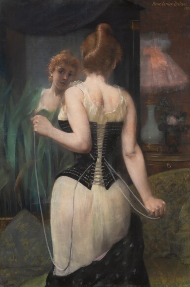 View full screen - View 1 of Lot 72. PIERRE CARRIER-BELLEUSE | JEUNE FEMME AJUSTANT SON CORSET.