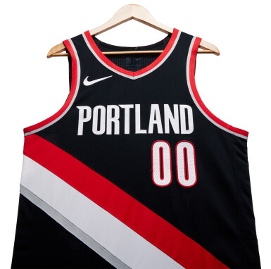 View full screen - View 1 of Lot 50. Scoot Henderson Portland Trail Blazers 2023-2024 Game Worn Icon Edition Jersey .