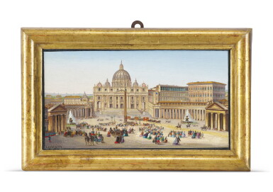 View full screen - View 1 of Lot 125. A micromosaic veduta in gilt-brass frame, Biagio Barzotti (1835-1908), Rome, late 19th century.