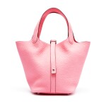 Rose Sakura and Rose Extreme Picotin Lock 18cm in Clemence Leather with Palladium Hardware, 2020