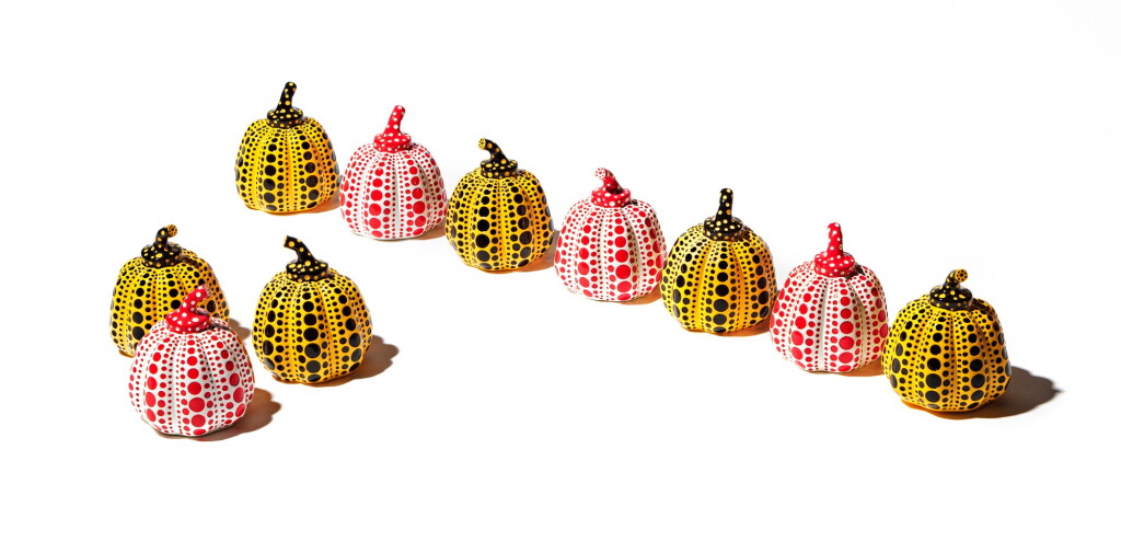 View full screen - View 1 of Lot 163. Ten Pumpkins (4 red and 6 yellow).
