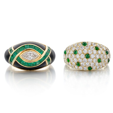 View full screen - View 1 of Lot 2018. Two Coloured Stone and Diamond Rings | 梵克雅寶 | 寶格麗 | 彩色寶石 配 鑽石 戒指兩枚.