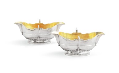 View full screen - View 1 of Lot 104. A pair of Belgian parcel-gilt silver sauce-boats, Arnold Augustijn Geerts, Hasselt, circa 1785 | Paire de saucières en argent et vermeil par Arnold Augustijn Geerts, Hasselt, vers 1785.