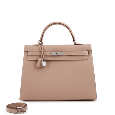 View full screen - View 1 of Lot 104. Limited Edition Argile Graine d'H Leather Kelly 35 Sellier Palladium Hardware, 2014.