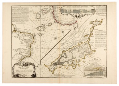 View full screen - View 1 of Lot 12. BRAZIL | Fernando de Noronha island, watercolour and engraved map.