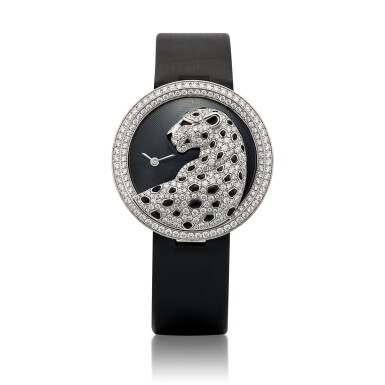 View full screen - View 1 of Lot 283. 'Panthère Divine' Enamel and Diamond Wristwatch | 卡地亞 | 'Panthère Divine' 琺瑯彩 配 鑽石 腕錶.