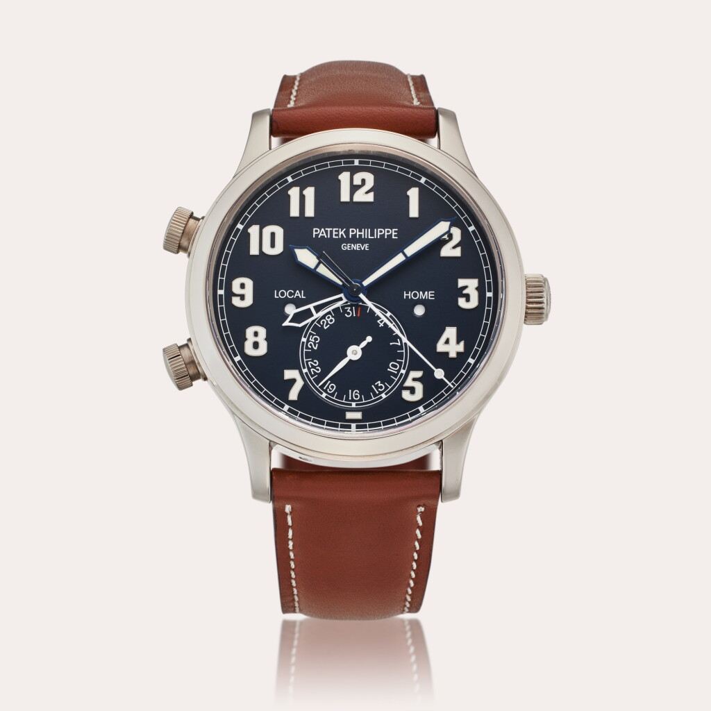 View full screen - View 1 of Lot 186. Reference 5524G-001 Calatrava Pilot Travel Time | A white gold dual time wristwatch with date and day/night indication, Circa 2017.