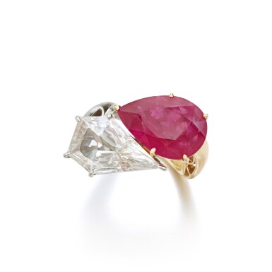 View full screen - View 1 of Lot 951. Ruby and Diamond Ring.
