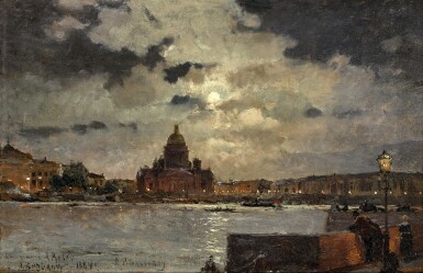 View full screen - View 1 of Lot 35. ALEXANDER KARLOVICH BEGGROV | A VIEW OF ST PETERSBURG FROM THE UNIVERSITETSKAYA EMBANKMENT.