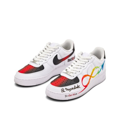 View full screen - View 1 of Lot 108. Darko Rajaković Toronto Raptors 2023-2024 Game Worn Custom Air Force 1s | To The Max Foundation .