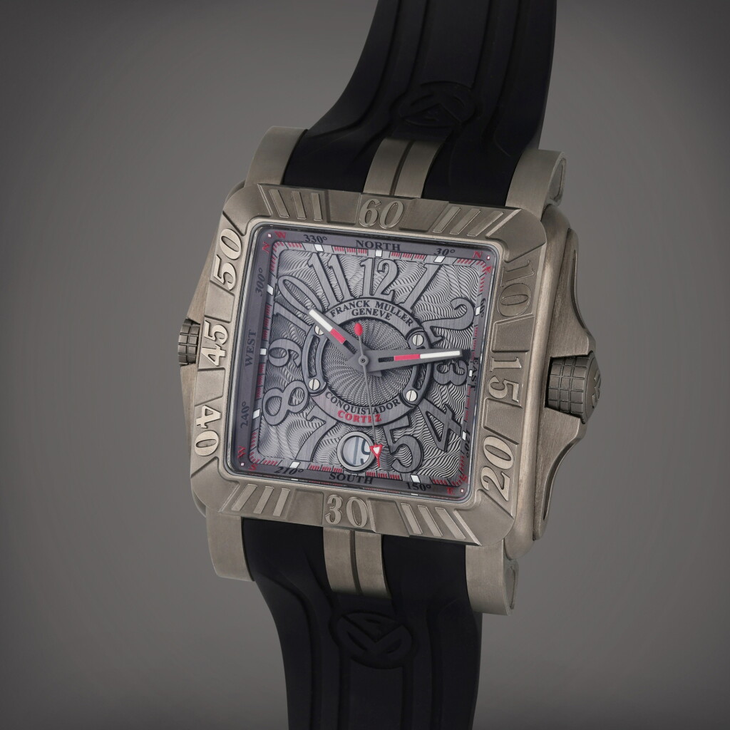 View full screen - View 1 of Lot 139. Reference 10800 SCDTGPG Conquistador Cortez | A titanium automatic rectangular wristwatch with date, Circa 2016.