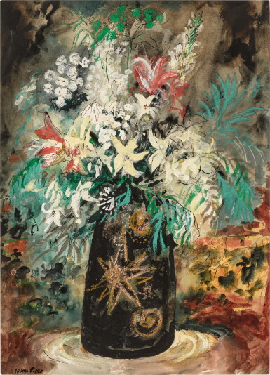 Flowers in a Black Pot