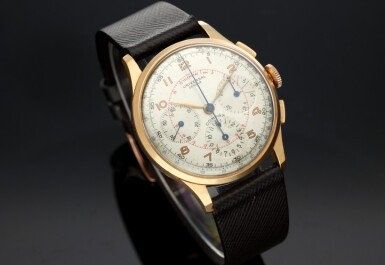 View full screen - View 1 of Lot 142. BSBVX Reference 12549 Compax A pink gold chronograph wristwatch, Circa 1945.