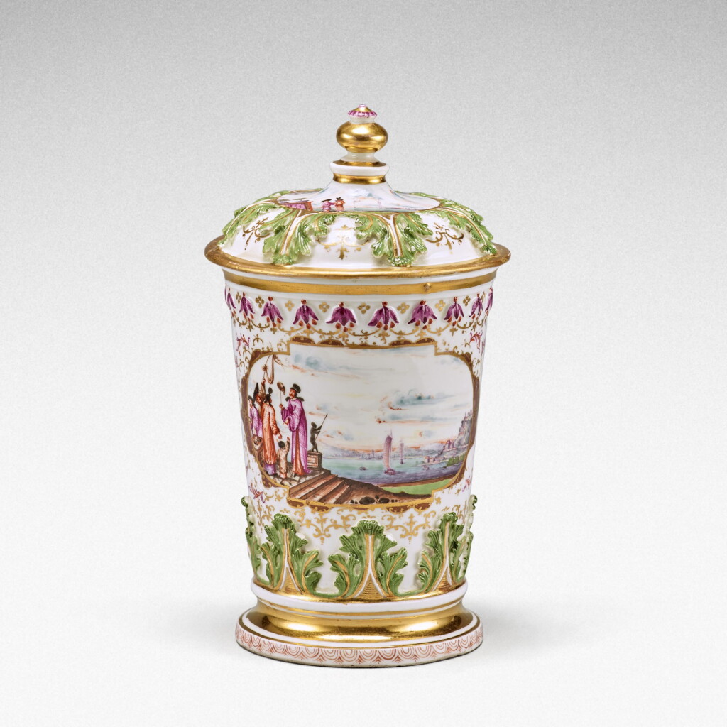 View full screen - View 1 of Lot 59. A Meissen beaker and cover, Circa 1725 .