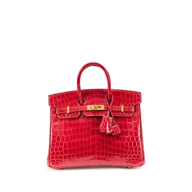 View full screen - View 1 of Lot 1017. Rouge Braise Shiny Niloticus Crocodile Birkin 25 Gold Hardware, 2018.