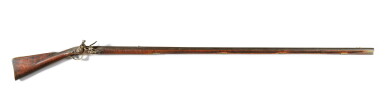 View full screen - View 1 of Lot 123. Fine and Rare Carved and Figured Maple, Engraved Brass and Wrought Iron Fowler, New England, Circa 1770.