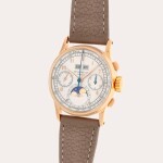 Reference 1518 | A pink gold perpetual calendar chronograph wristwatch with moon phases | Made in 1948