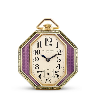 View full screen - View 1 of Lot 8144. MOVADO | A YELLOW GOLD AND ENAMEL OPENFACE DRESS WATCH, CIRCA 1920.