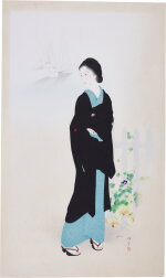 Kaburagi Kiyokata (1878-1973) | Woman at Akashi-cho, Tsukiji, Tokyo | Showa period, 20th century