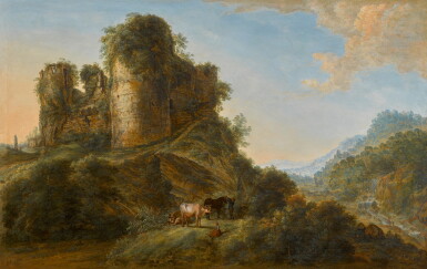 View full screen - View 1 of Lot 231. GILLIS NEYTS | A LANDSCAPE WITH THE RUINS OF CÉSAR CASTLE AT VAULX-LEZ-TOURNAI.