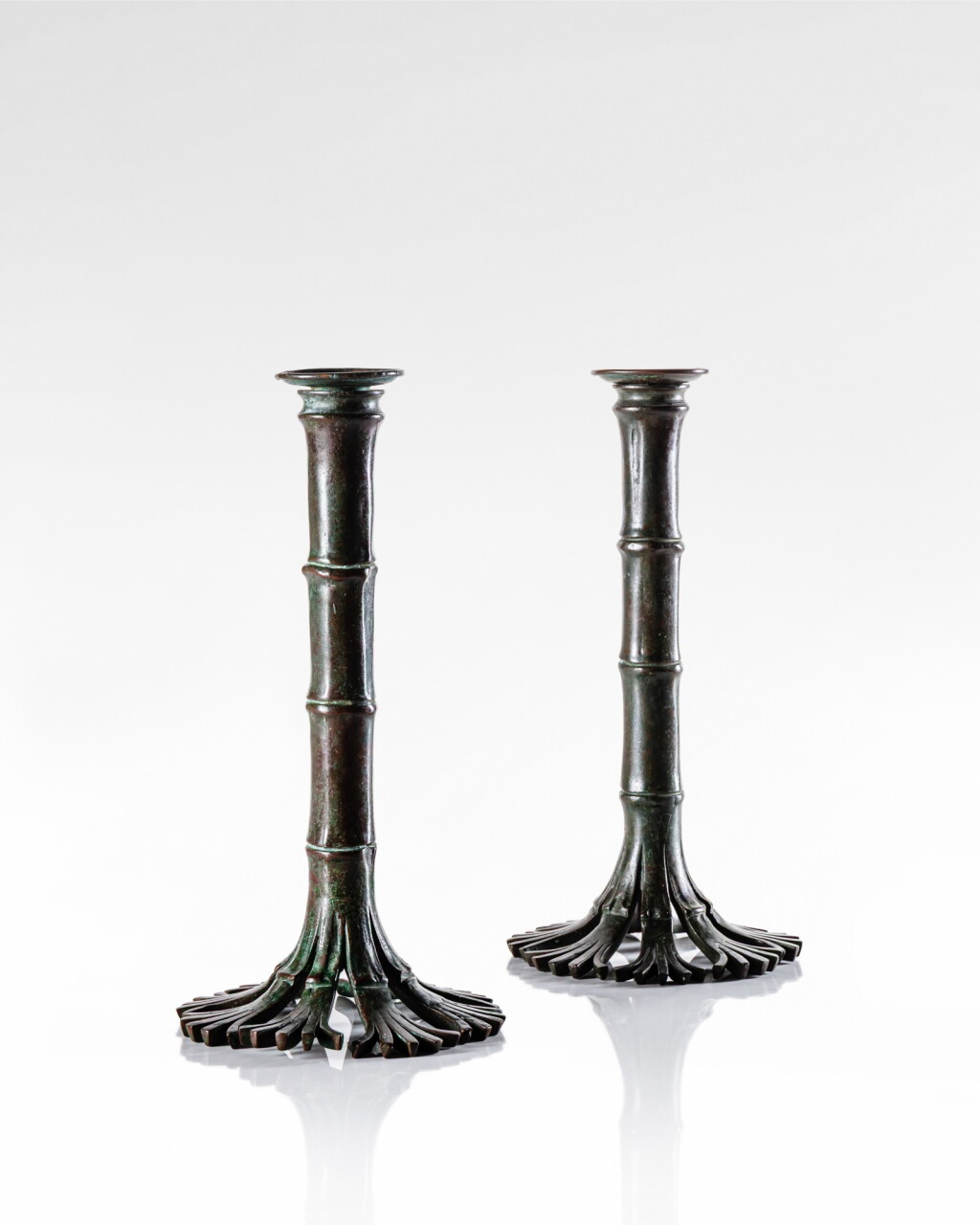 View full screen - View 1 of Lot 31. Pair of Bamboo candlesticks.