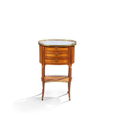 View full screen - View 1 of Lot 758. A Louis XVI bois satiné and ebonised wood table en chiffonnière, circa 1775.