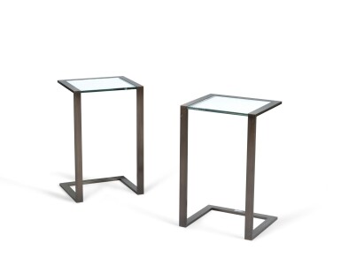 View full screen - View 1 of Lot 2082. XXth century work, Pair of side tables, circa 2000 | Travail du XXe siècle, Paire de tables de chevet, vers 2000.