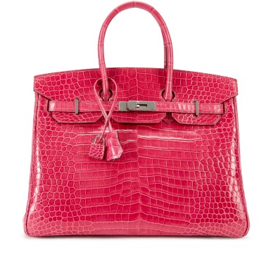 View full screen - View 1 of Lot 996. Fuchsia Shiny Porosus Crocodile Birkin 35 Palladium Hardware, 2011.