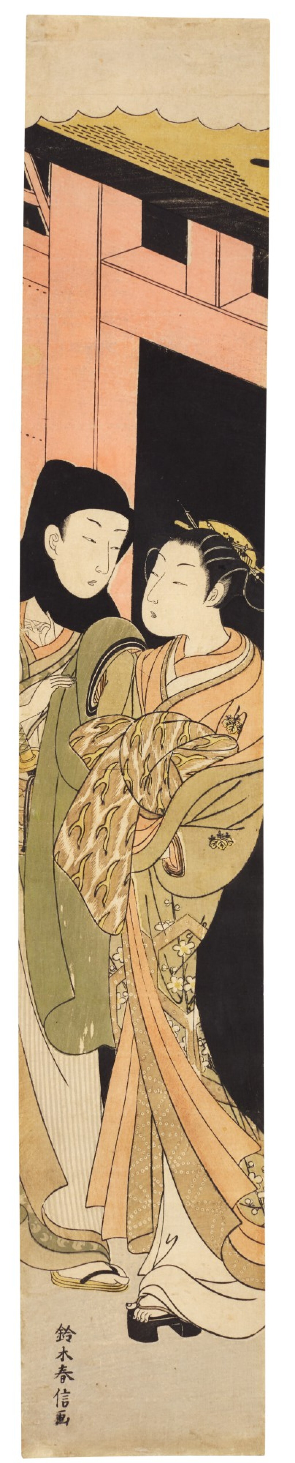 View full screen - View 1 of Lot 1. Suzuki Harunobu (1725-1770) Osen and a young samurai, Edo period, late 18th century .