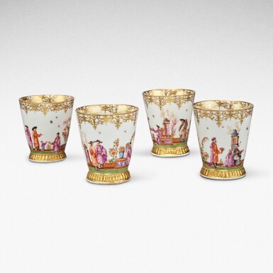 View full screen - View 1 of Lot 69. Four Meissen beakers, Circa 1728 .