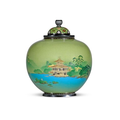 View full screen - View 1 of Lot 111. An impressive cloisonné enamel vase and cover | Signed on a silver tablet Kyoto Namikawa (Namikawa Yasuyuki, 1845-1927) | Meiji period, late 19th century.