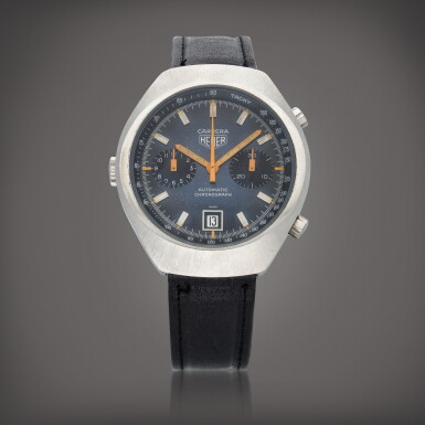 View full screen - View 1 of Lot 485. Carrera, Reference 110.573 | A stainless steel chronograph wristwatch with date | Circa 1975.