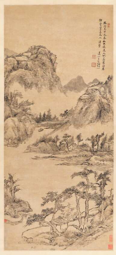 View full screen - View 1 of Lot 3050. 王宸 倣大癡姚山雨霽圖|Wang Chen, Landscape after Huang Gongwang.