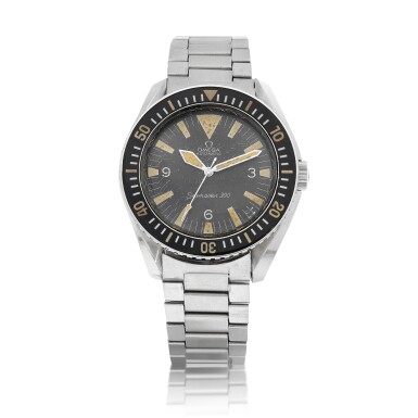 View full screen - View 1 of Lot 9209. Omega | Seamaster 300, Reference 165024, A stainless steel wristwatch with bracelet, Circa 1967 | 歐米茄 | 海馬系列300 型號165024 精鋼鏈帶腕錶,約1967年製.