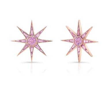 View full screen - View 1 of Lot 13. Pink Sapphire Luminous Starburst Earrings, 2022.