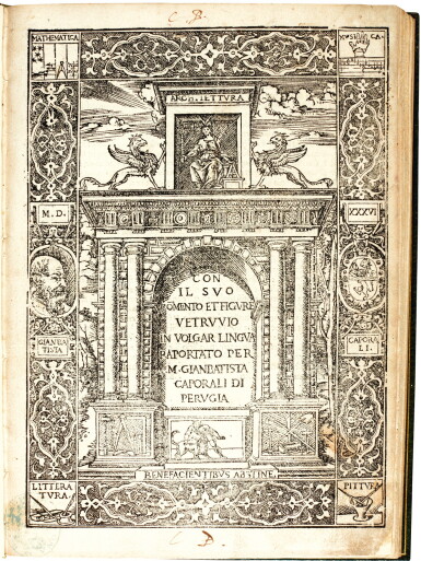View full screen - View 1 of Lot 273. Vitruvius, Architettura, Perugia, 1536, modern crushed green morocco.