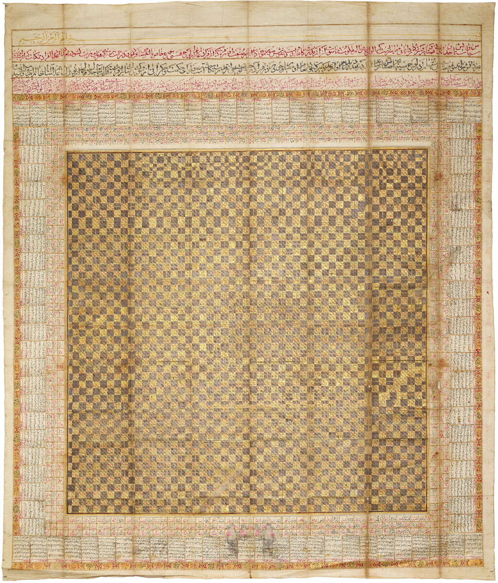 View full screen - View 1 of Lot 56. An illuminated talismanic chart, Persia, Qajar, 19th century.